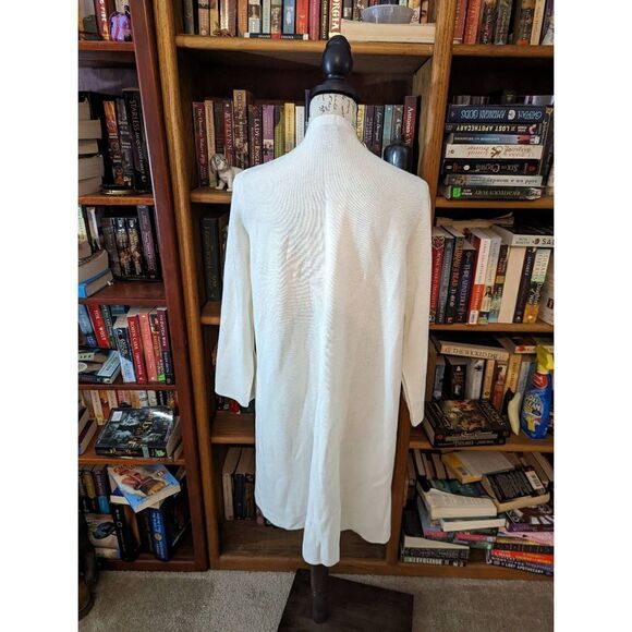 Eileen Fisher midi white open knit cardigan sz m nwot - Picture 2 of 4